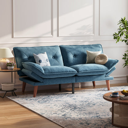 70" Chenille Futon, Convertible Loveseat Sleeper Sofa with Adjustable Backrest and Armrest for Small Spaces and Living Rooms