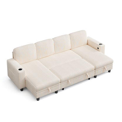 4 Seats with 2 Ottomans, Comfy U Shaped Modular Couches for Living Room