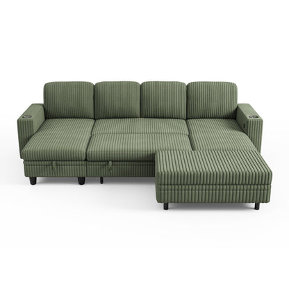 4 Seats with 2 Ottomans, Comfy U Shaped Modular Couches for Living Room