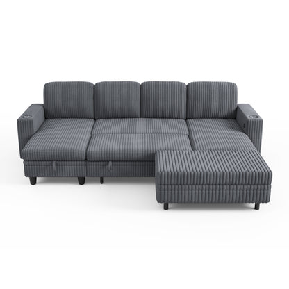 4 Seats with 2 Ottomans, Comfy U Shaped Modular Couches for Living Room