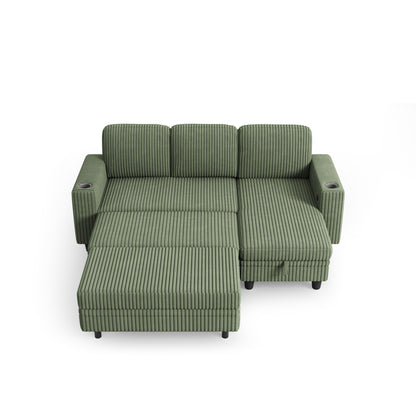 3 Seats with Ottoman, Convertible Plush Corduroy Cloud Couch