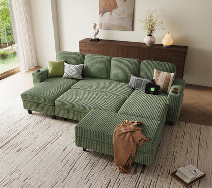 4 Seats with 2 Ottomans, Comfy U Shaped Modular Couches for Living Room