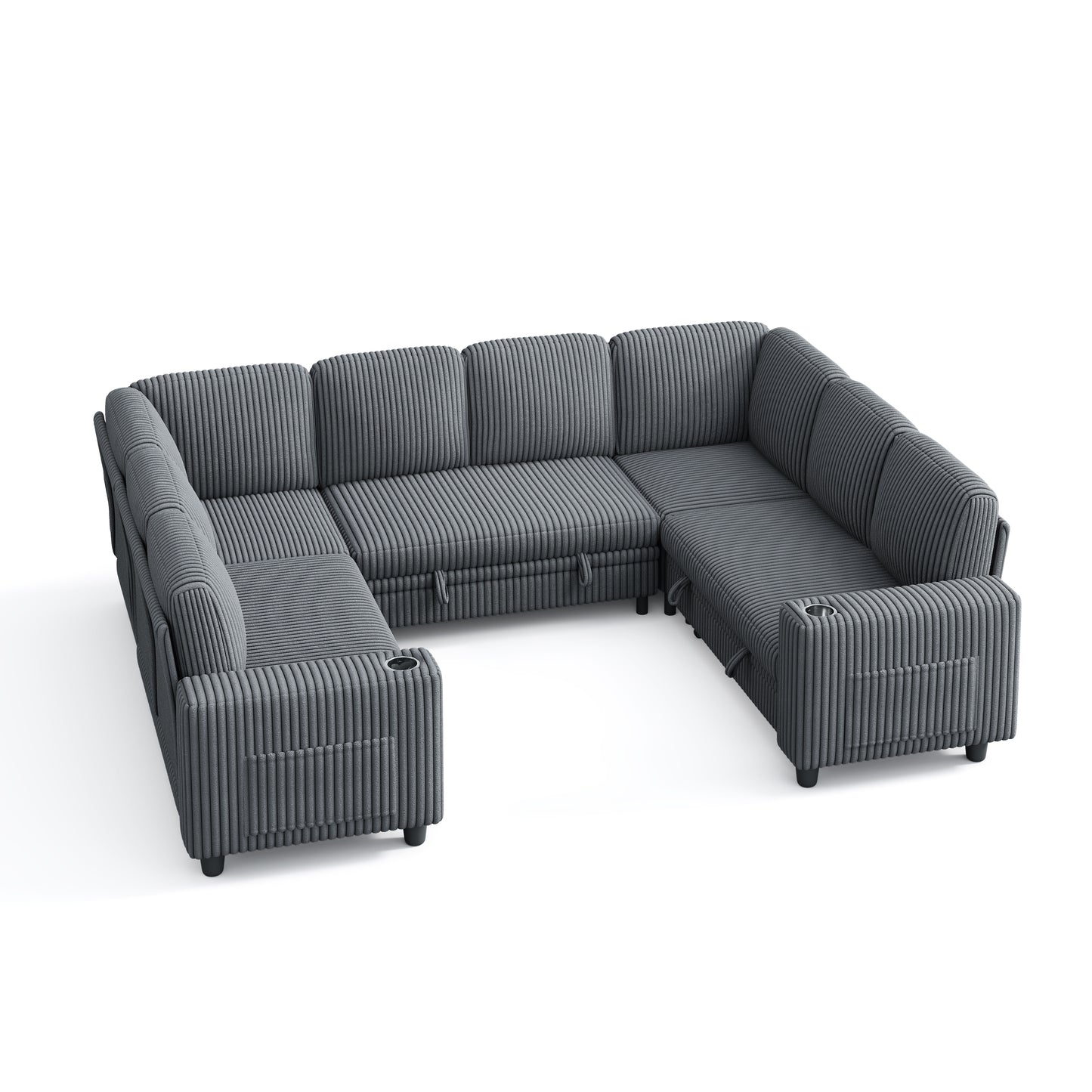 8 Seats with 2 Ottomans, Comfy U Shaped Modular Couches for Living Room