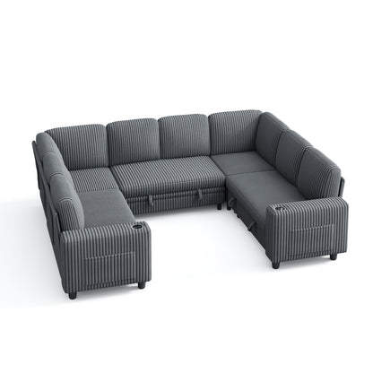 8 Seats with 2 Ottomans, Comfy U Shaped Modular Couches for Living Room