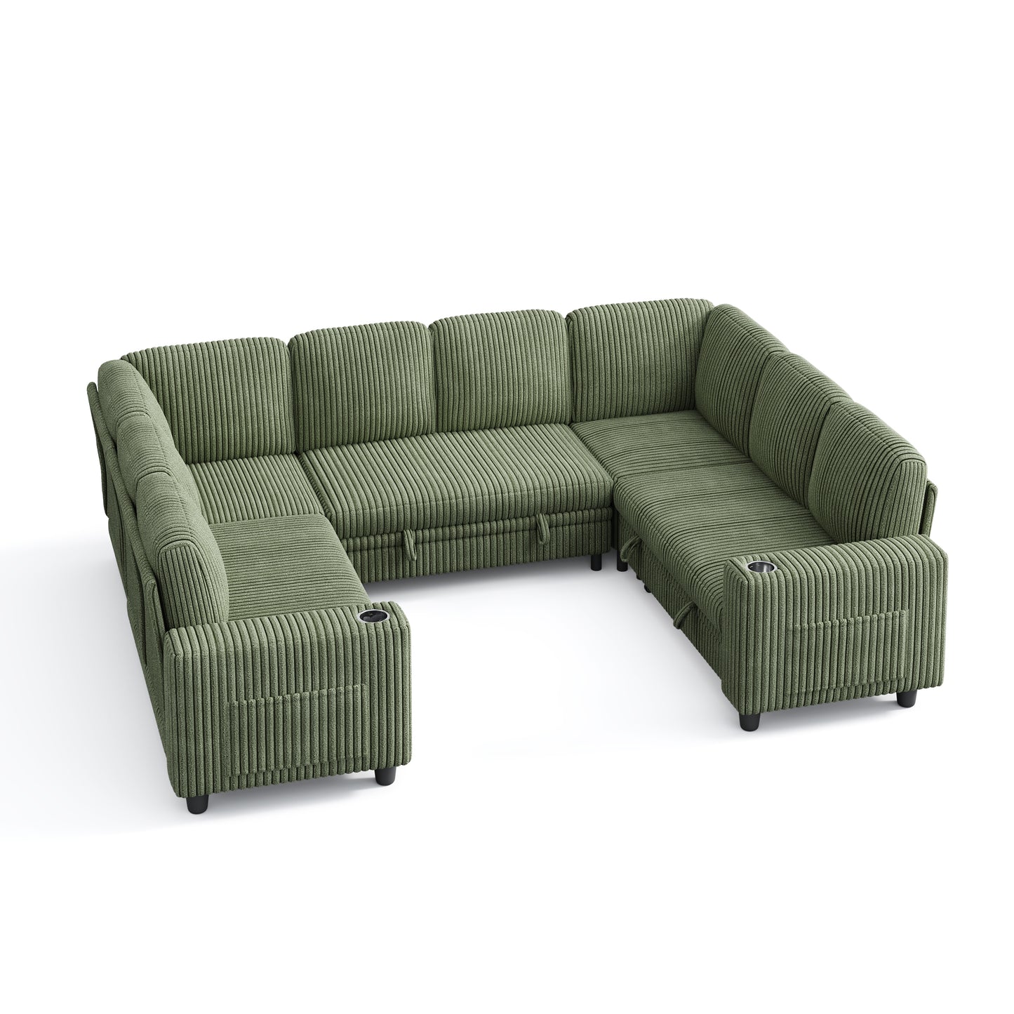 8 Seats with 2 Ottomans, Comfy U Shaped Modular Couches for Living Room