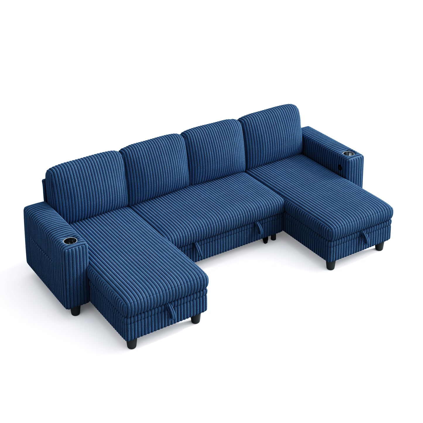 4 Seats with 2 Ottomans, Comfy U Shaped Modular Couches for Living Room