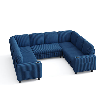 8 Seats with 2 Ottomans, Comfy U Shaped Modular Couches for Living Room