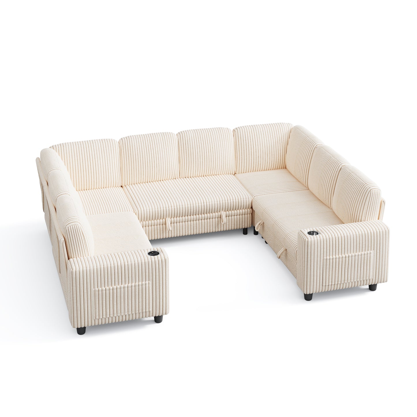 8 Seats with 2 Ottomans, Comfy U Shaped Modular Couches for Living Room
