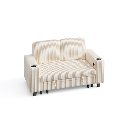 2-in-1 Convertible 2 Seater Sofa with USB Charging & Cup Holders