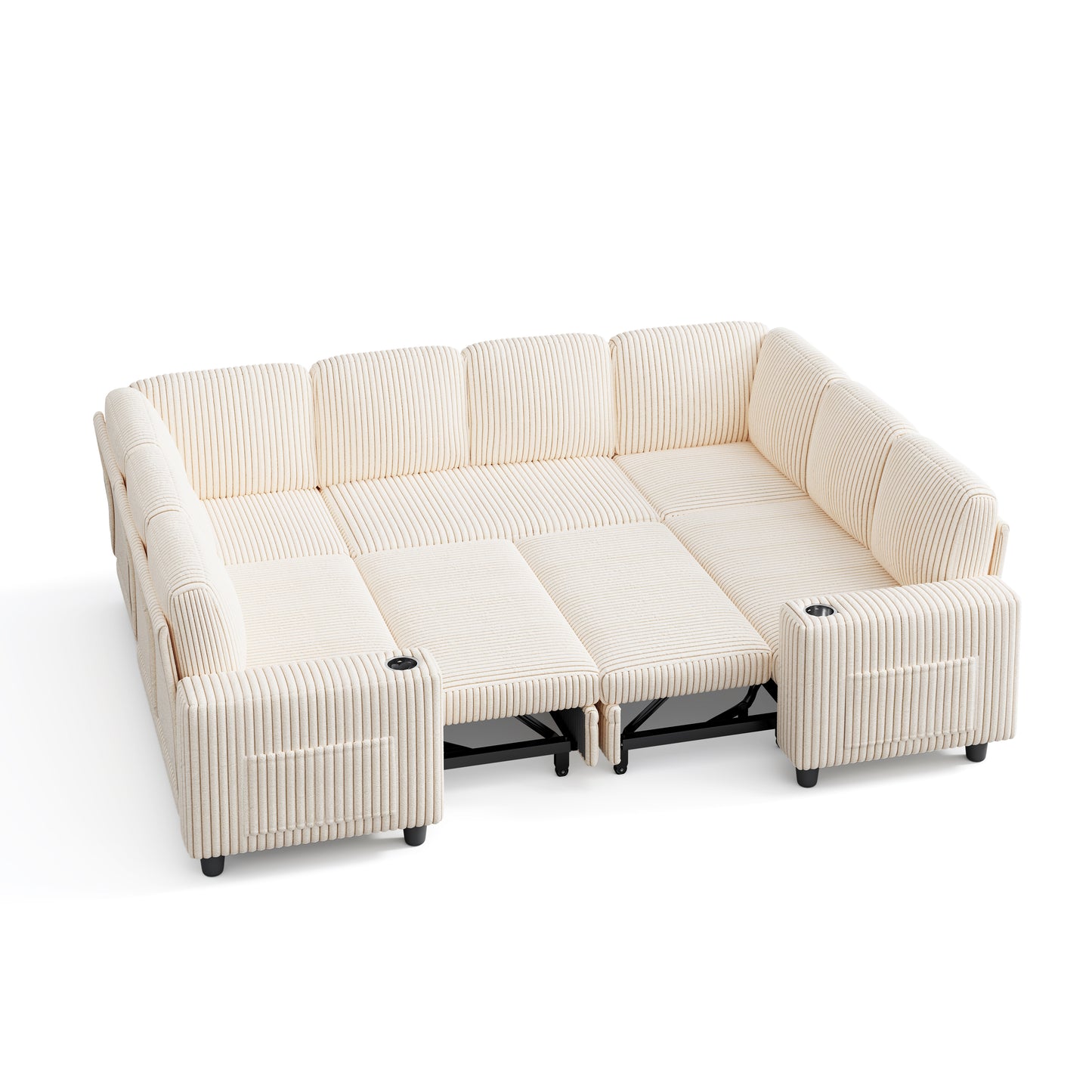 8 Seats with 2 Ottomans, Comfy U Shaped Modular Couches for Living Room