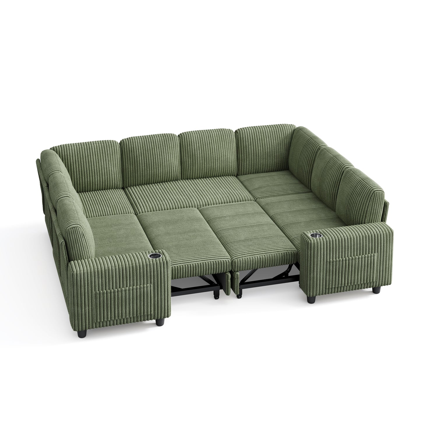 8 Seats with 2 Ottomans, Comfy U Shaped Modular Couches for Living Room