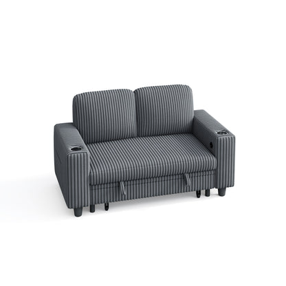 2-in-1 Convertible 2 Seater Sofa with USB Charging & Cup Holders