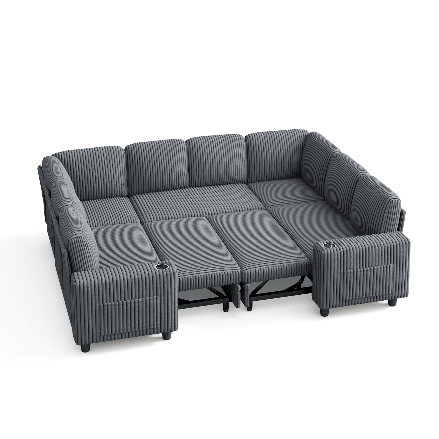 8 Seats with 2 Ottomans, Comfy U Shaped Modular Couches for Living Room