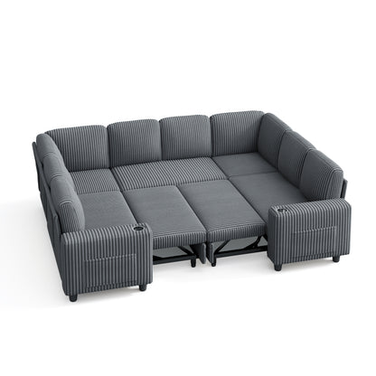 8 Seats with 2 Ottomans, Comfy U Shaped Modular Couches for Living Room