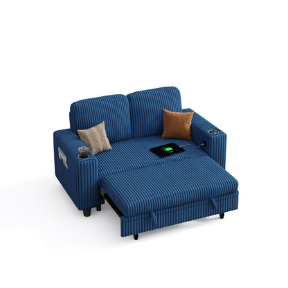 2-in-1 Convertible 2 Seater Sofa with USB Charging & Cup Holders