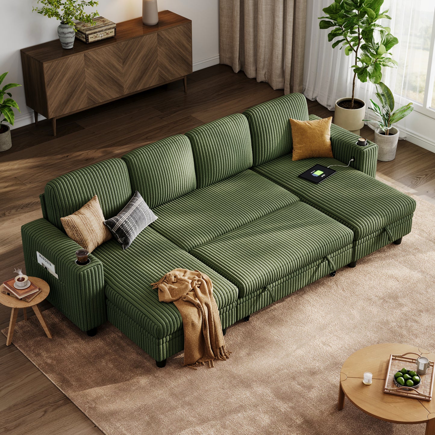 4 Seats with 2 Ottomans, Comfy U Shaped Modular Couches for Living Room