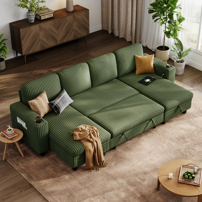 4 Seats with 2 Ottomans, Comfy U Shaped Modular Couches for Living Room