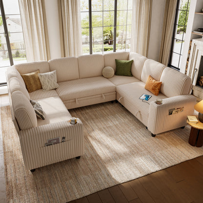 8 Seats with 2 Ottomans, Comfy U Shaped Modular Couches for Living Room