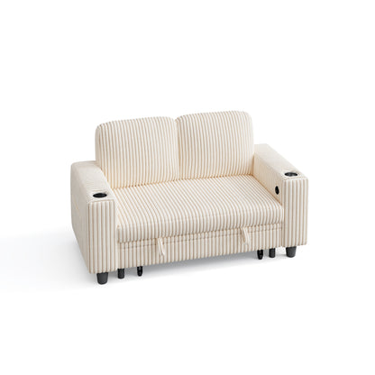 Loveseat Sofa with Storage - Comfy Plush Corduroy 2 Seater Sofa