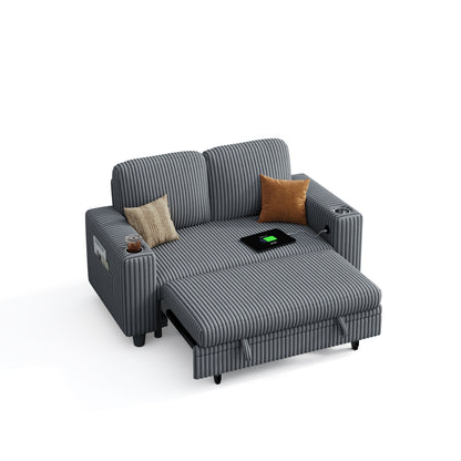 2-in-1 Convertible 2 Seater Sofa with USB Charging & Cup Holders