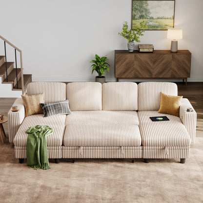 4 Seats with 2 Ottomans, Comfy U Shaped Modular Couches for Living Room