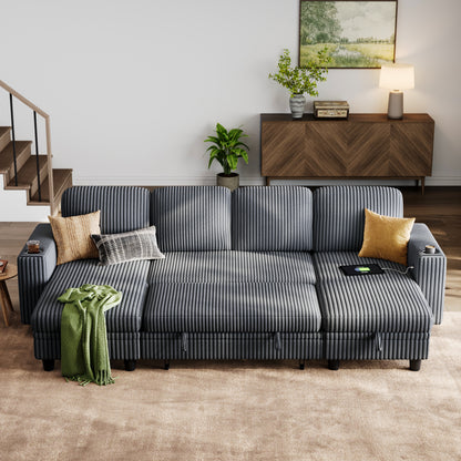 4 Seats with 2 Ottomans, Comfy U Shaped Modular Couches for Living Room