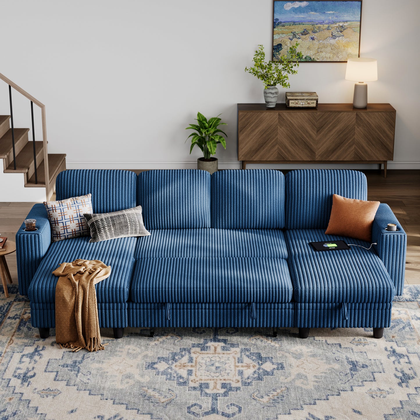 4 Seats with 2 Ottomans, Comfy U Shaped Modular Couches for Living Room