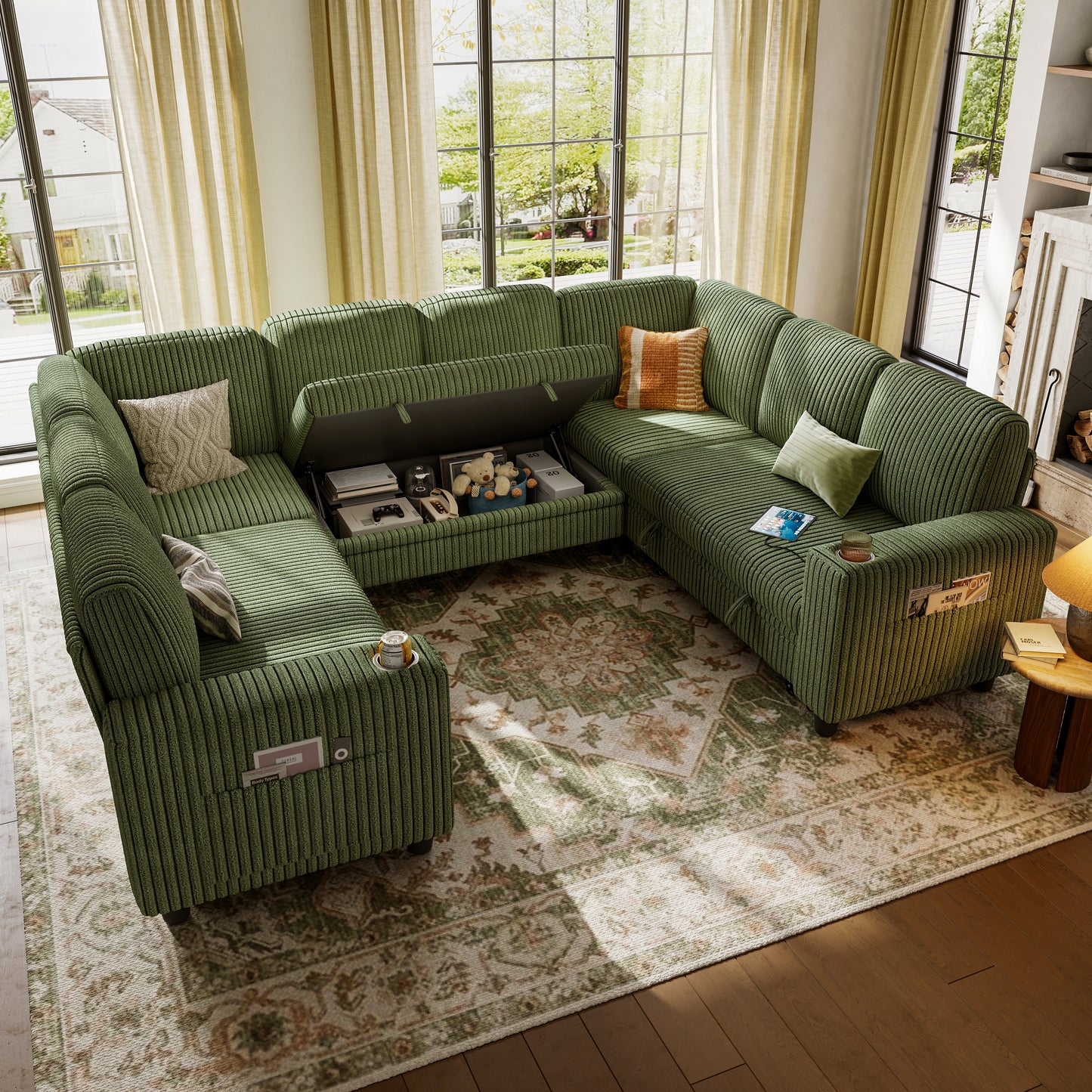 8 Seats with 2 Ottomans, Comfy U Shaped Modular Couches for Living Room