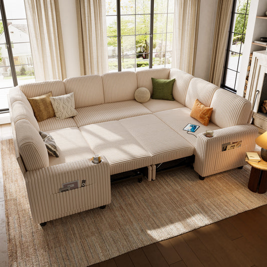 8 Seats with 2 Ottomans, Comfy U Shaped Modular Couches for Living Room