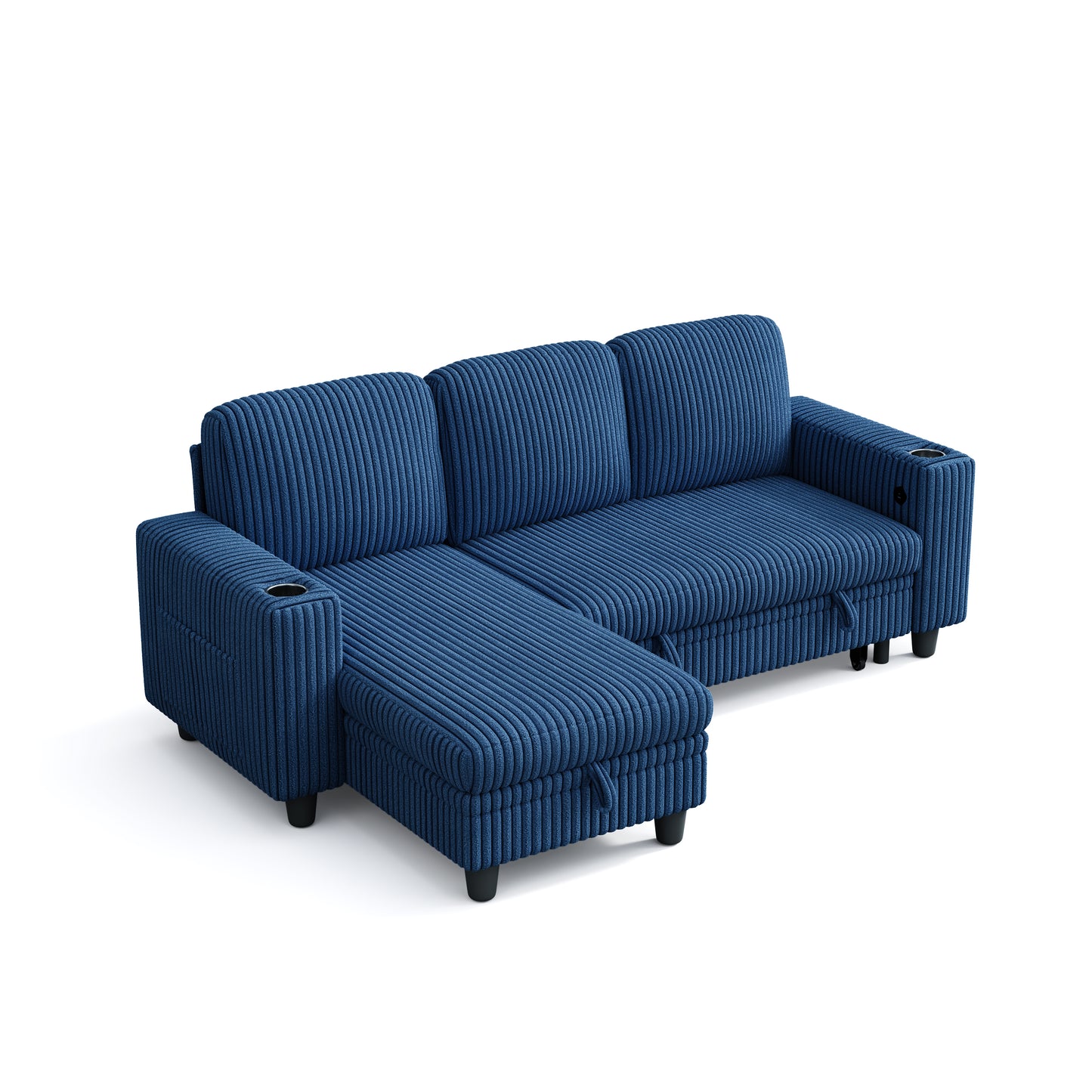 3 Seats with Ottoman, Convertible Plush Corduroy Cloud Couch