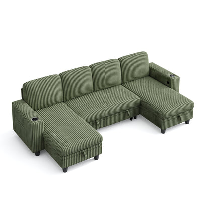 4 Seats with 2 Ottomans, Comfy U Shaped Modular Couches for Living Room