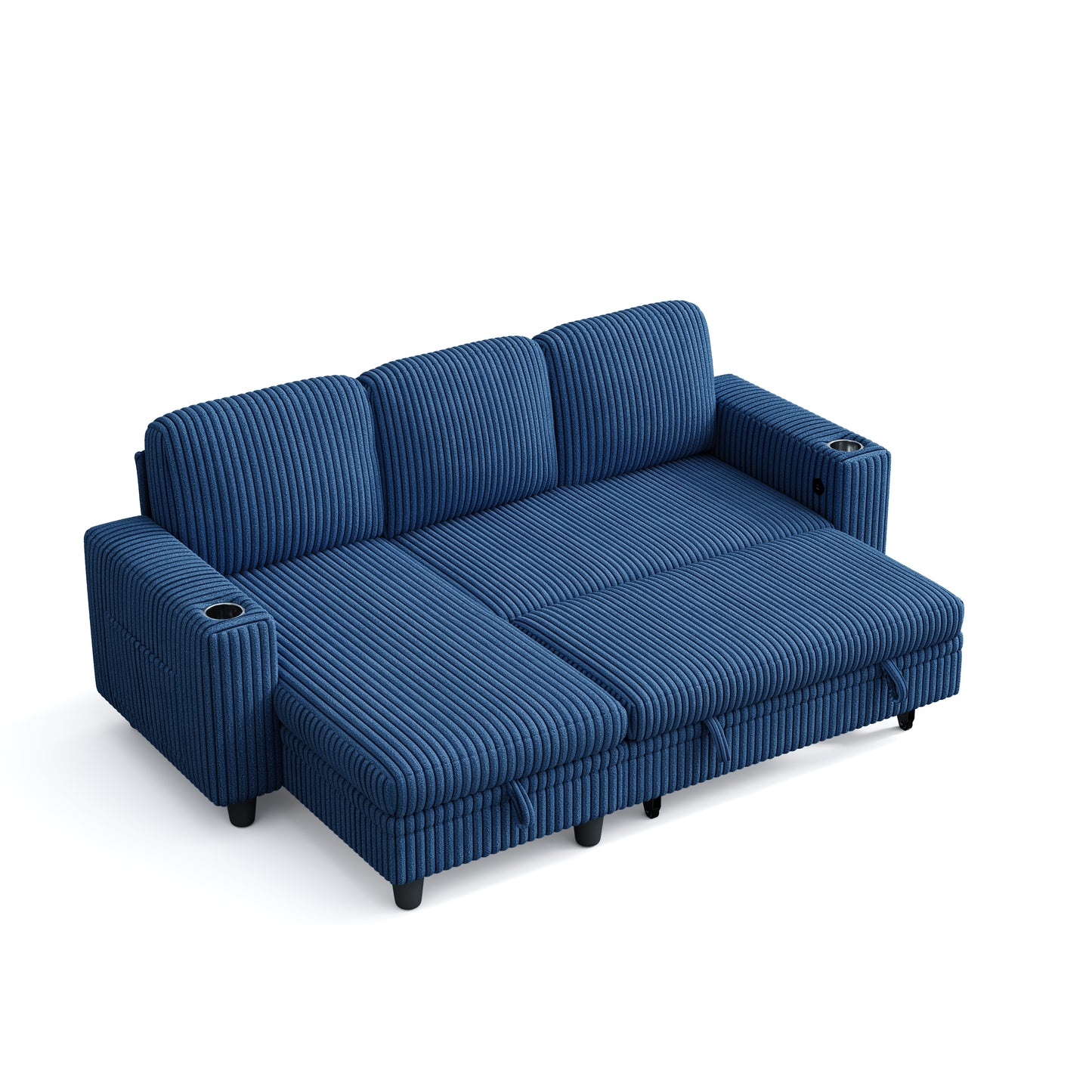 3 Seats with Ottoman, Convertible Plush Corduroy Cloud Couch