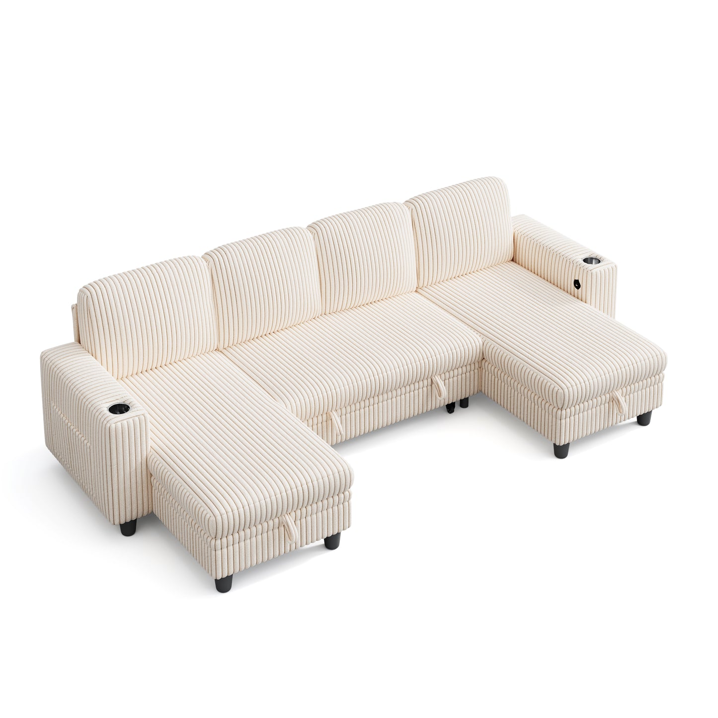 4 Seats with 2 Ottomans, Comfy U Shaped Modular Couches for Living Room