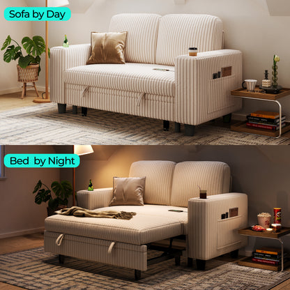 2-in-1 Convertible 2 Seater Sofa with USB Charging & Cup Holders