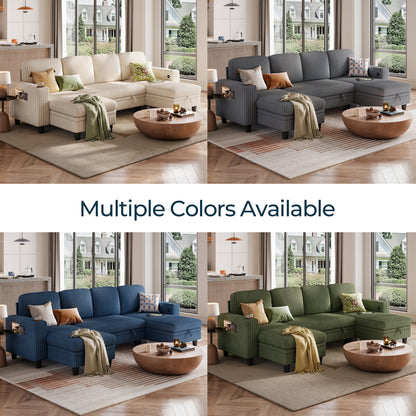 4 Seats with 2 Ottomans, Comfy U Shaped Modular Couches for Living Room