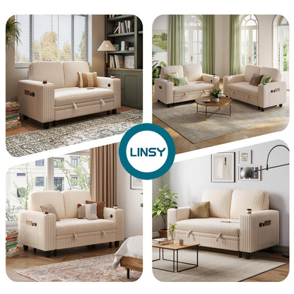 2-in-1 Convertible 2 Seater Sofa with USB Charging & Cup Holders