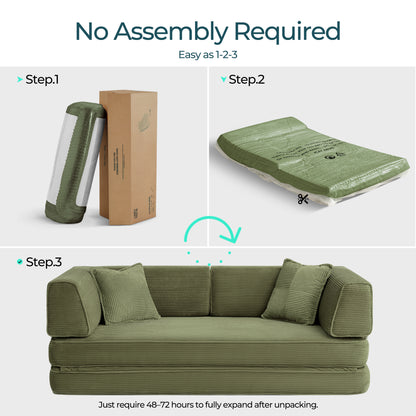 Convertible Sofa Bed Sleeper Sofa Folding Loveseat Sleeper Corduroy Couch Bed for Living Room Bedroom