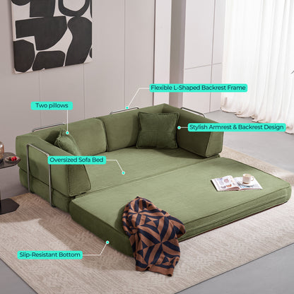 Convertible Sofa Bed Sleeper Sofa Folding Loveseat Sleeper Corduroy Couch Bed for Living Room Bedroom