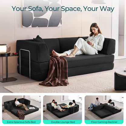 Convertible Sofa Bed Sleeper Sofa Folding Loveseat Sleeper Corduroy Couch Bed for Living Room Bedroom