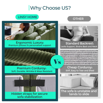 Folding Modular Convertible Sofa Bed with Ottoman, Oversized Corduroy Sleeper Couch