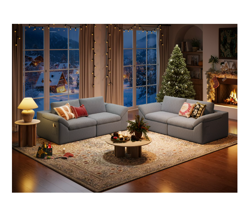 Linsy Home HS035-01-400 Sofa Set for Living Room, Cloud Modular Sectional Sofa with Deep Seating