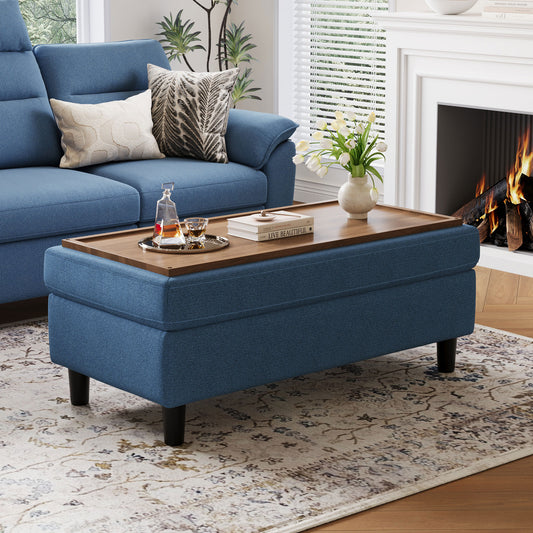 LINSY HOME HS036A Ottoman, Upholstered Storage Bench for Living Room
