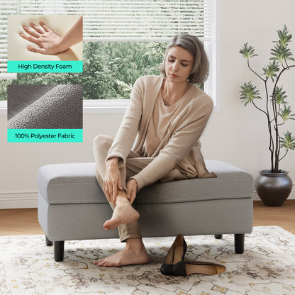 LINSY HOME HS036A Ottoman, Upholstered Storage Bench for Living Room