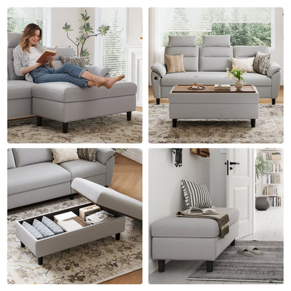 LINSY HOME HS036A Ottoman, Upholstered Storage Bench for Living Room