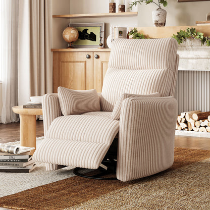 360 Swivel Rocker Recliner - Corduroy Nursery Glider Rocking Chair with 2 Pillows