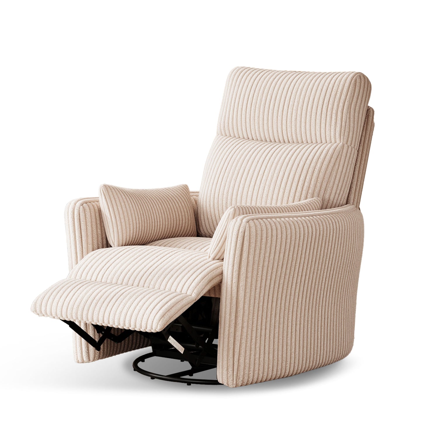 360 Swivel Rocker Recliner - Corduroy Nursery Glider Rocking Chair with 2 Pillows
