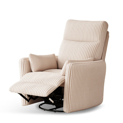 360 Swivel Rocker Recliner - Corduroy Nursery Glider Rocking Chair with 2 Pillows