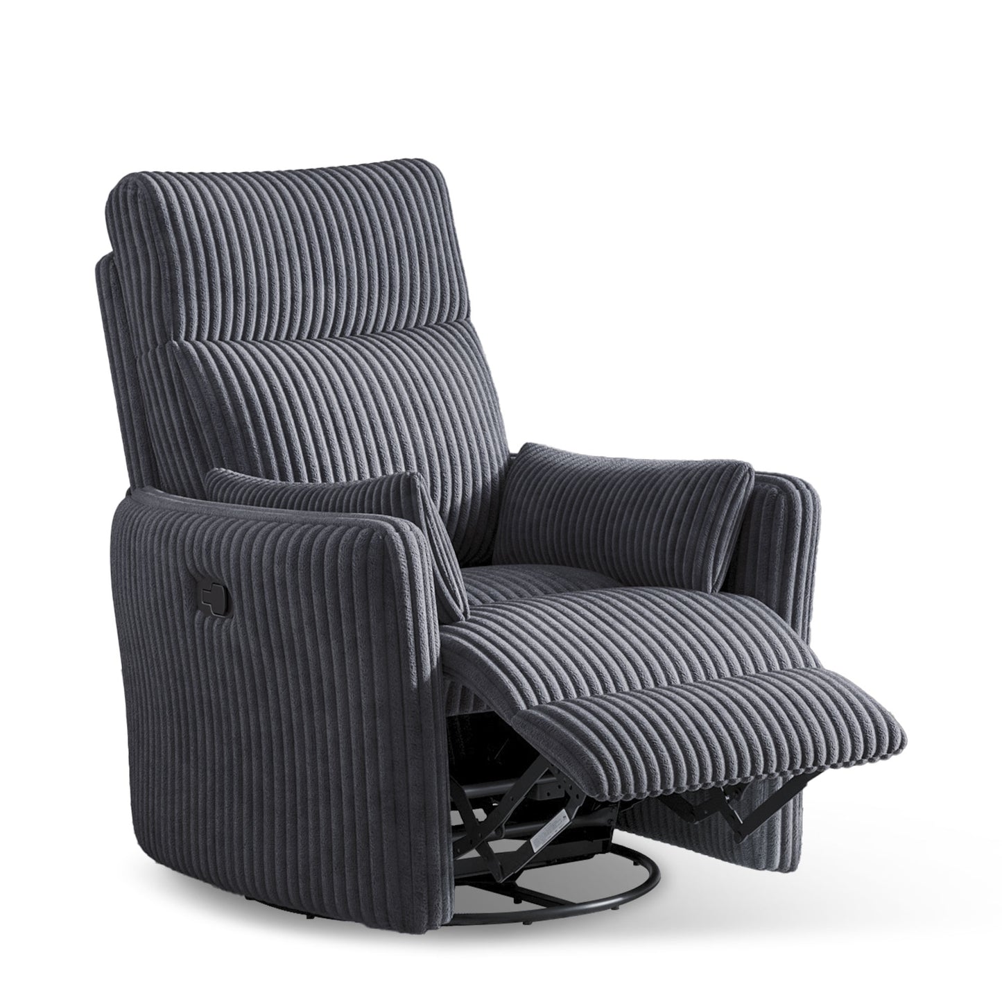 360 Swivel Rocker Recliner - Corduroy Nursery Glider Rocking Chair with 2 Pillows