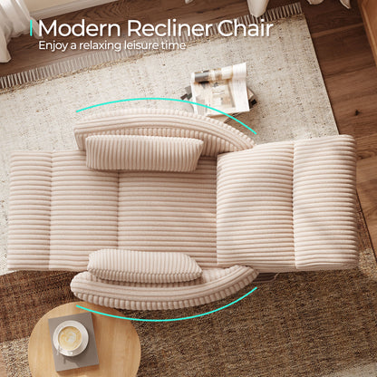360 Swivel Rocker Recliner - Corduroy Nursery Glider Rocking Chair with 2 Pillows