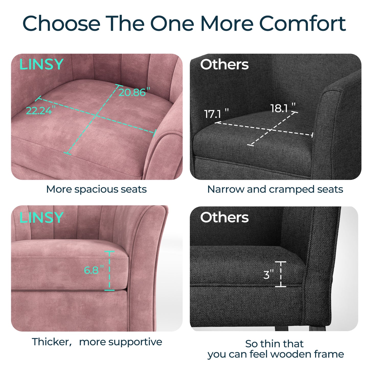 LINSY HOME LH159SF5 Swivel Accent Chair with Ottoman Velvet Barrel Chair for Living Room